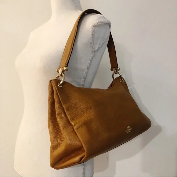 COACH MIA Brown Pebbled Leather Shoulder Bag